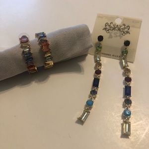 Two sets of multi colored stone earrings ❤️